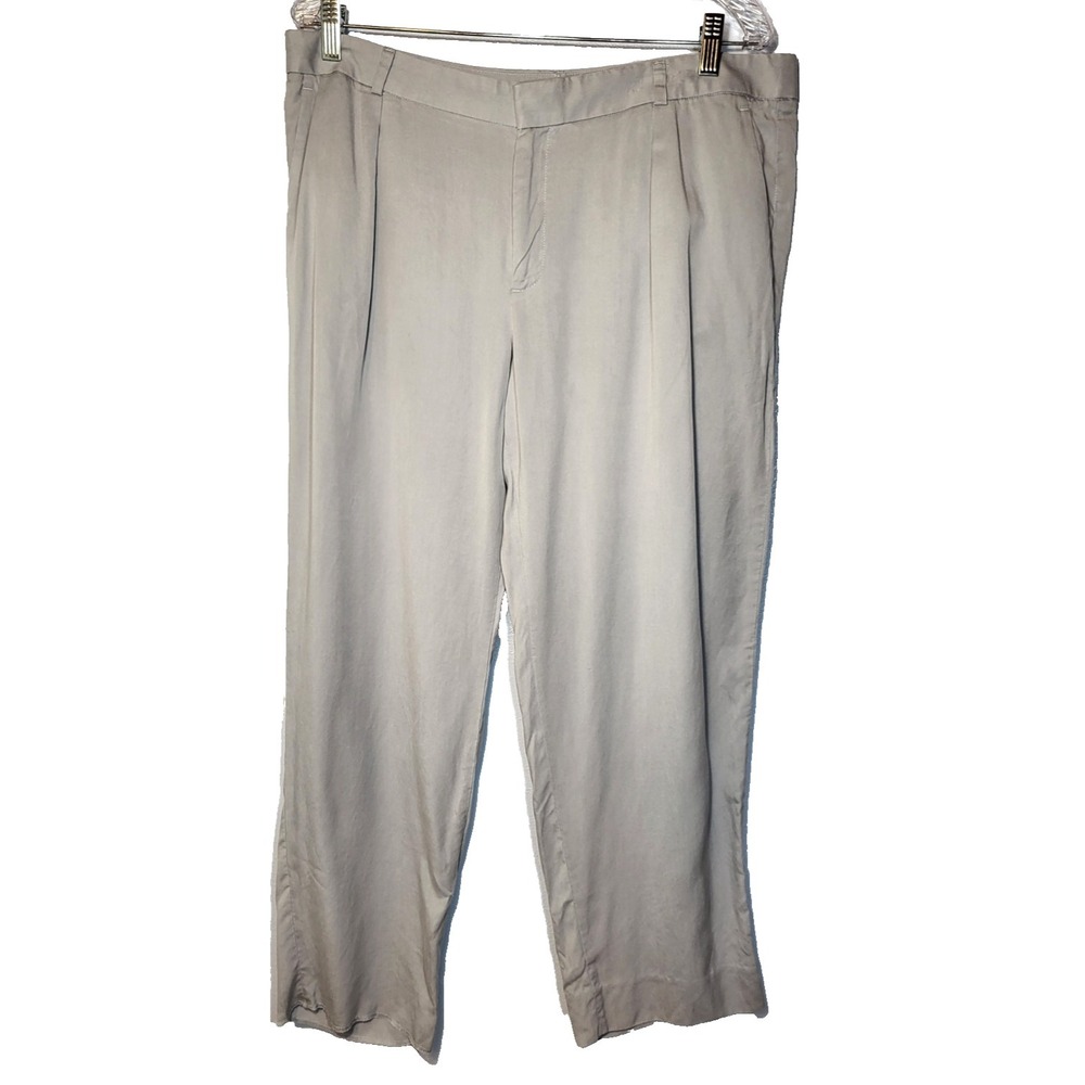 Banana‎ Republic Dove Gray Lyocell Pleated Pant Soft Lightweight Pockets Size 14